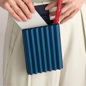 Mlouye Pleated Tool Leather Bag in Navy Blue